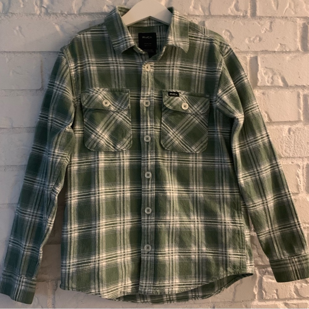 RVCA Green Casual Button Down Shirt